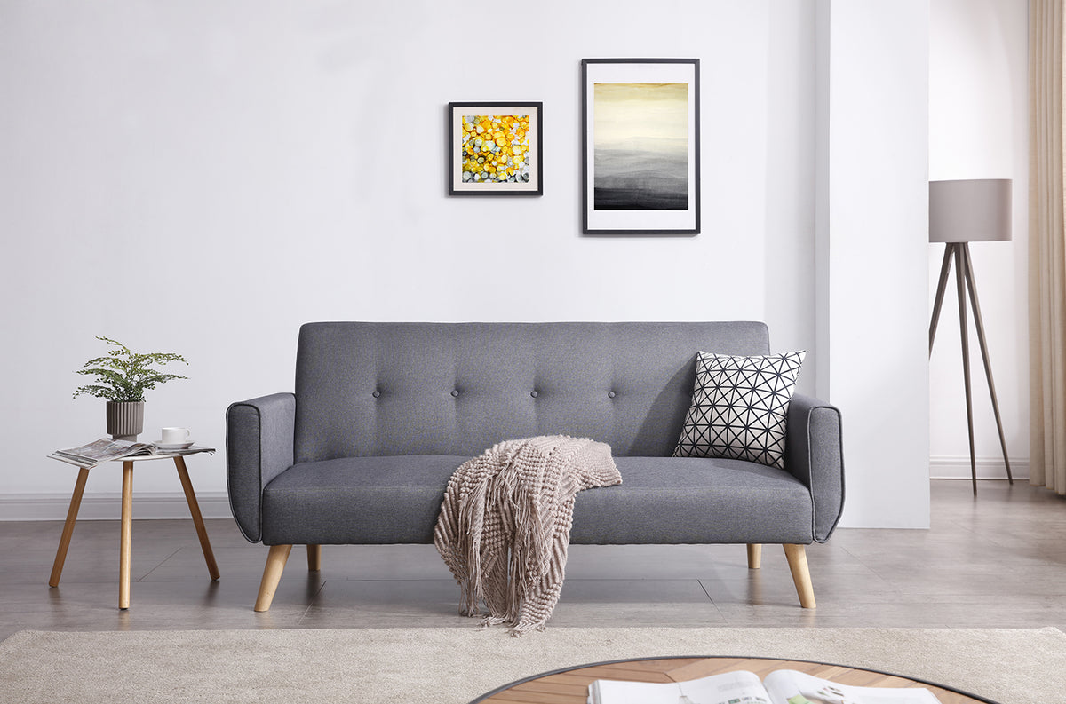 Canapé de style scandinave Gris convertible de 3 places