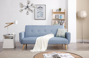 Canapé de style scandinave Bleu clair convertible de 3 places