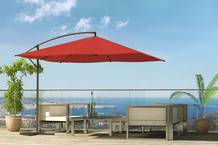parasol déporté avec LED de 3 x 3 m Solenzara Bulle Terracotta