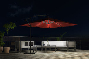 parasol déporté de 3 x 3 m avec LED Solenzara Bulle Terracota