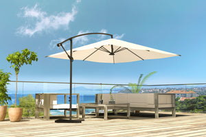 parasol déporté avec LED de 3 x 3 m Solenzara Ecru