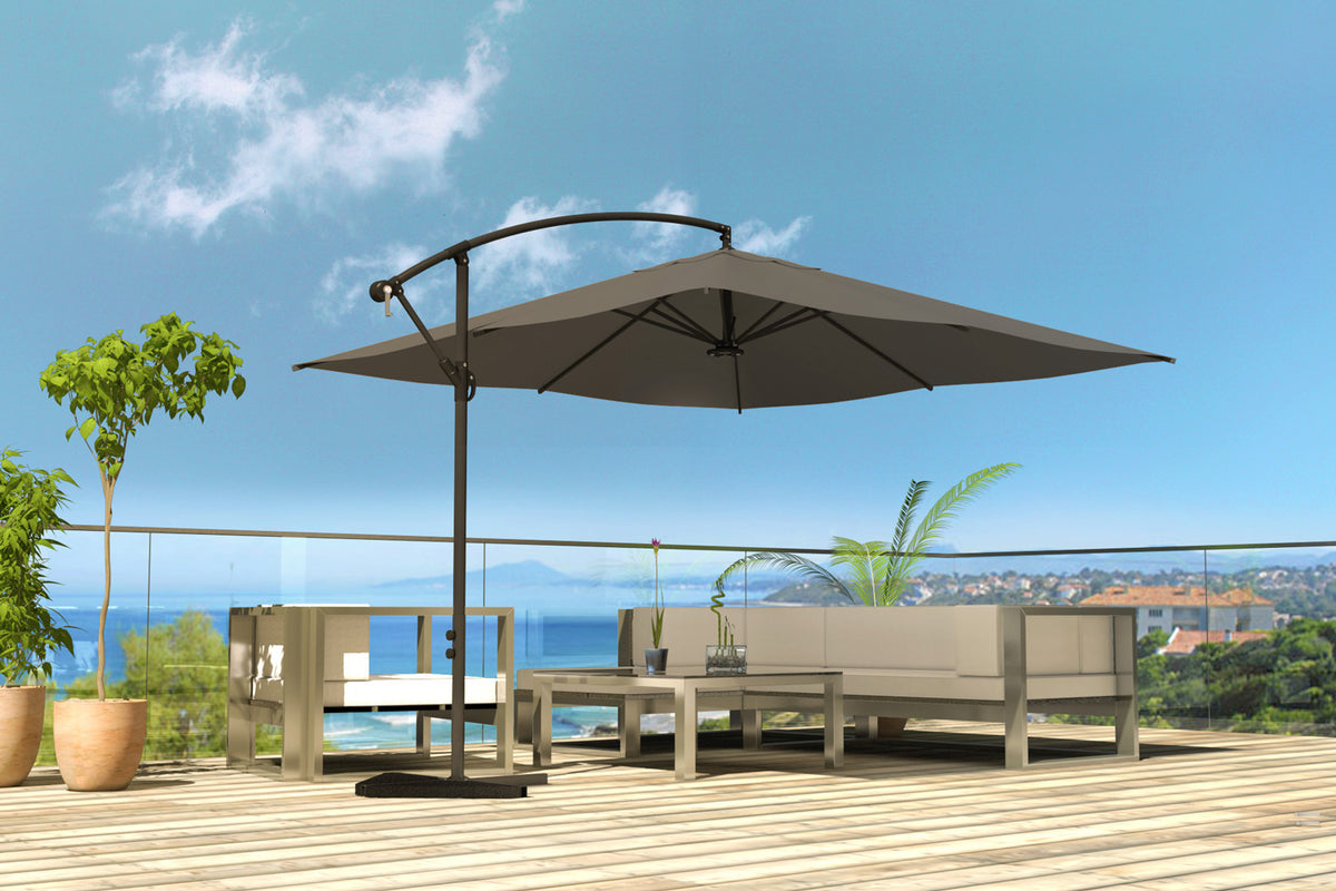 parasol déporté avec LED de 3 x 3 m Solenzara Gris