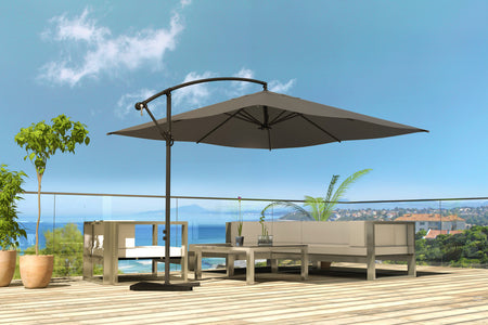 parasol déporté avec LED de 3 x 3 m Solenzara Gris