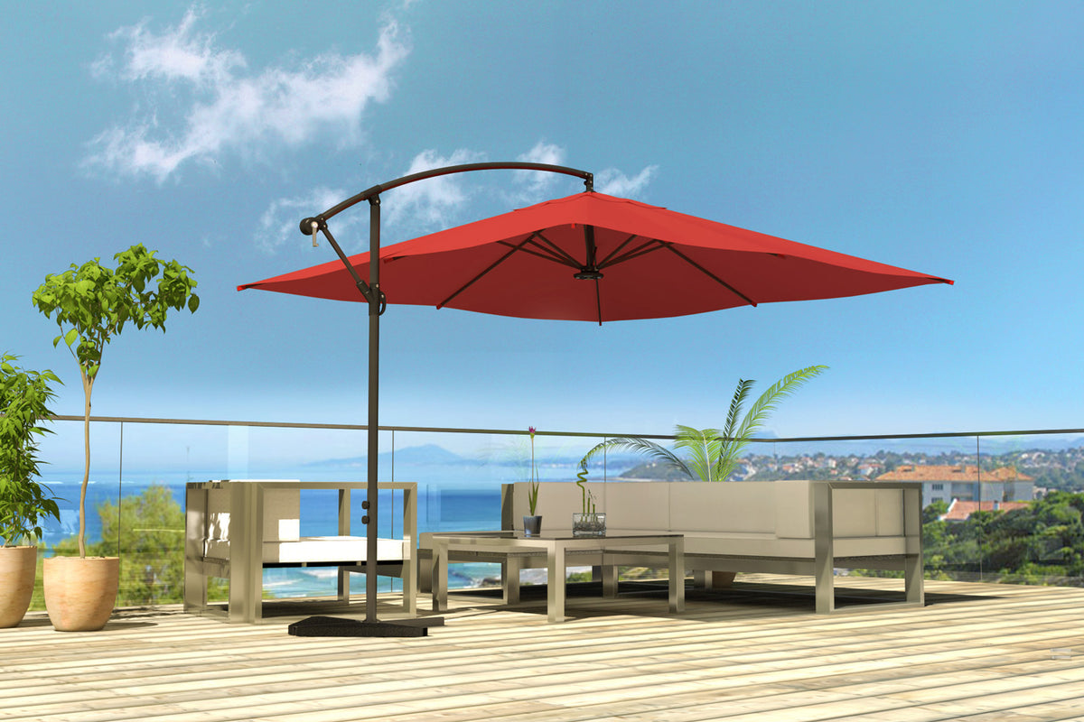 parasol déporté avec LED de 3 x 3 m Solenzara Terracotta