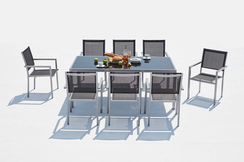 salon de jardin en aluminium de 8 places sur fond Blanc Salerne