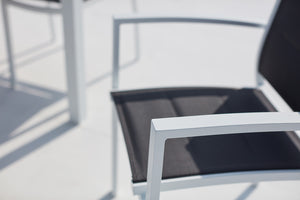 salon de jardin extensible en aluminium et 8 assises de textilene Blanc