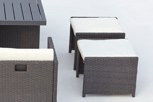 salon de jardin encastrable de 8 places en résine tressée Gris et blanc zoom 3
