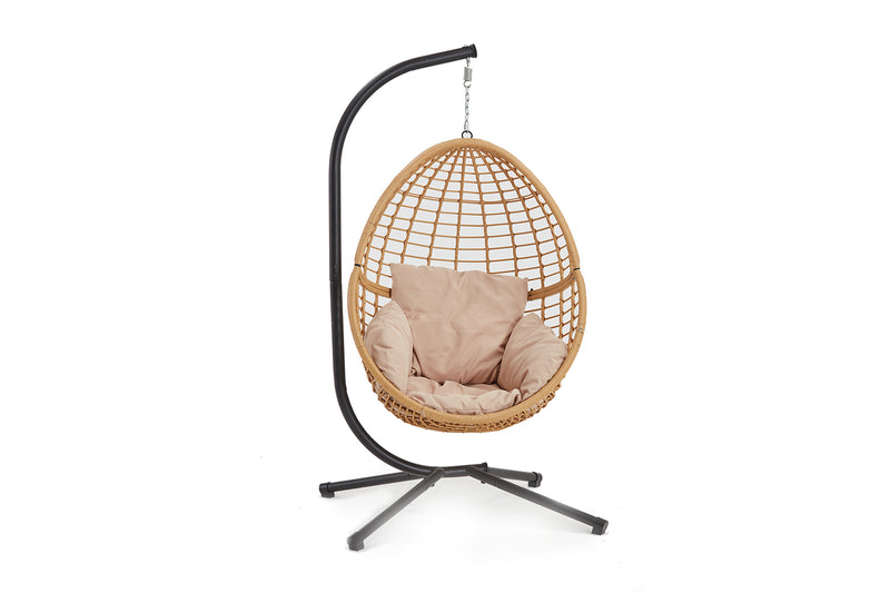 Fauteuil suspendu Beige en résine tressée style rotin