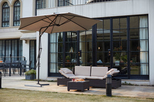 parasol rond avec ouverture innovante gris