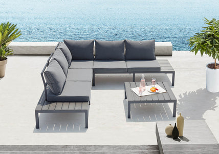 salon de jardin en aluminium Gris foncé