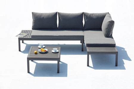 salon de jardin en aluminium Gris foncé LOLEA fond blanc