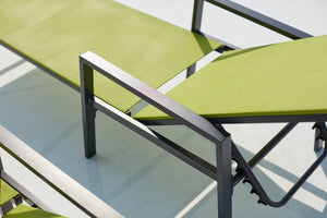 lot de 2 transats Vert en textilene et aluminium 
