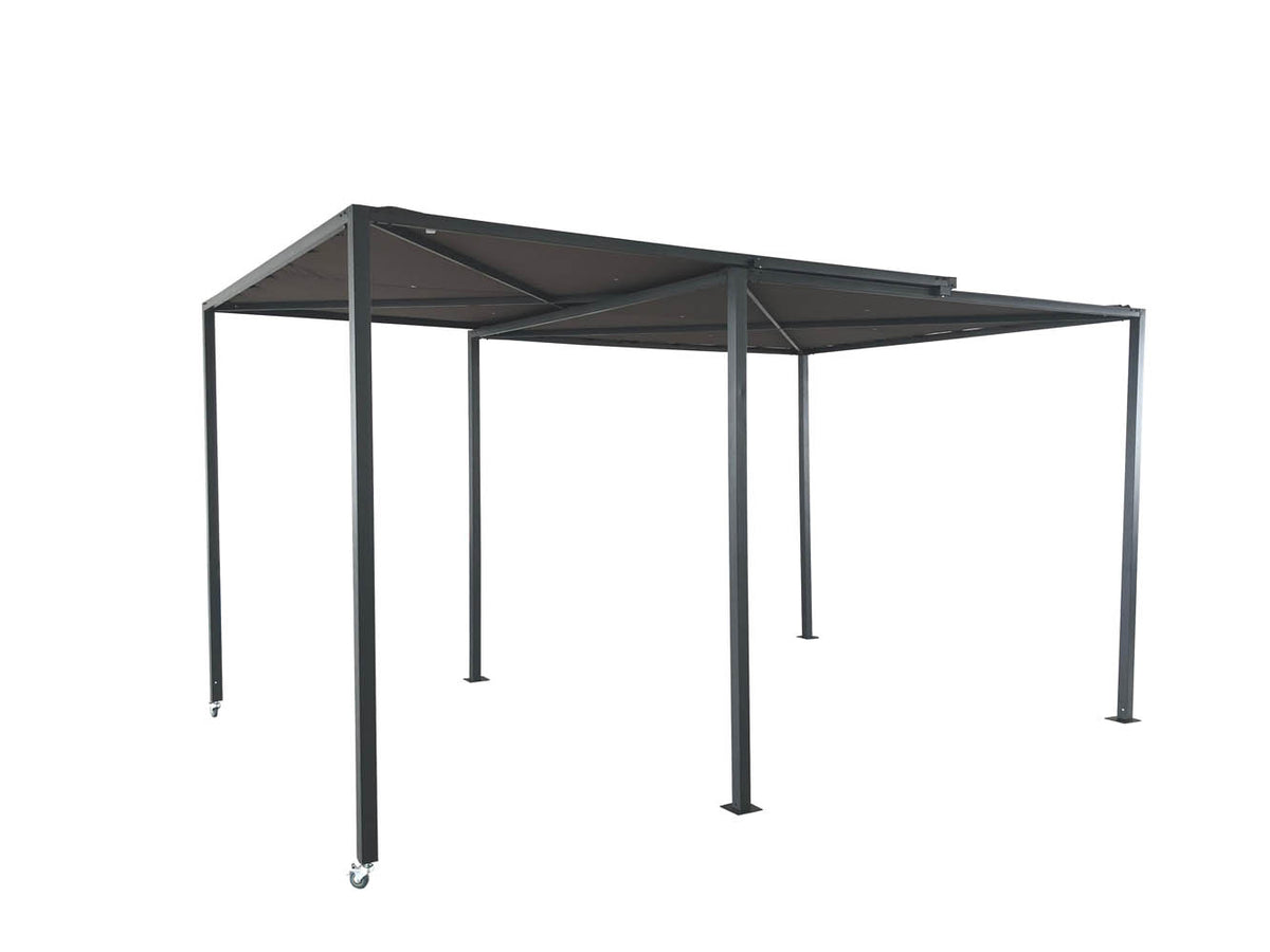 Pergola coulissante avec roues Gris foncé et Taupe Gibara