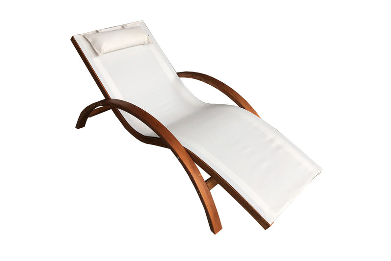 transat en bois Couleur beige sur fond Blanc Havana