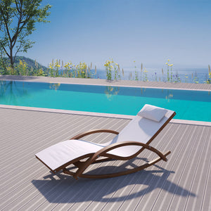 transat bascule Couleur bois et beige