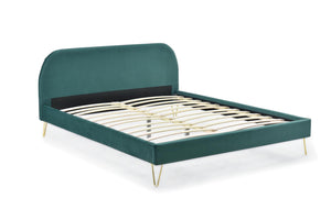 cadre de lit en velours de 160 zoom 1 Vert