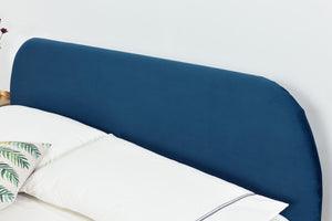cadre de lit en velours de 140 zoom 2 Bleu