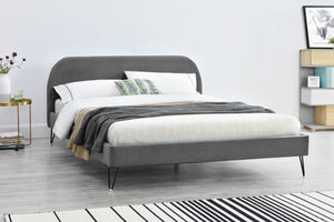 cadre de lit en velours gris de 160