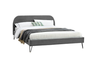 cadre de lit en velours gris 160 sur fond Blanc