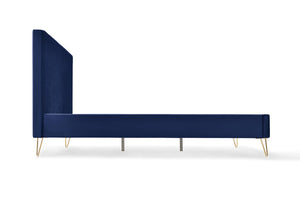 Structure de lit Riverside en velours Bleu et pieds laiton de 160 zoom 2