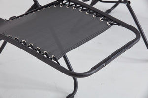 salon 2 transats inclinables Noirs et Gris foncé