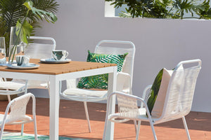 salon en aluminium + 6 chaises en corde