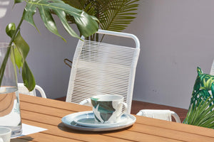 salon en aluminium 6 chaises en corde