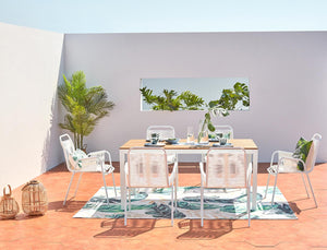 salon de jardin en aluminium 6 chaises en corde