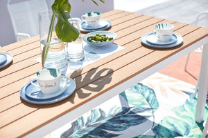 salon en aluminium 6 places +chaises en corde