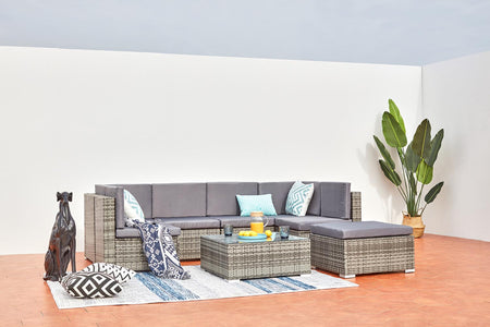 salon de jardin bas en résine tressée de 8 places Guadalo