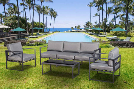 salon de jardin en aluminium de 5 places Memphis gris 