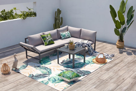 salon de jardin bas en Gris clair avec Canapé inclinable Katea