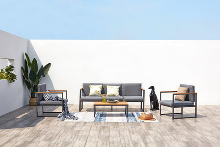 salon de jardin bas en aluminium sur fond Blanc