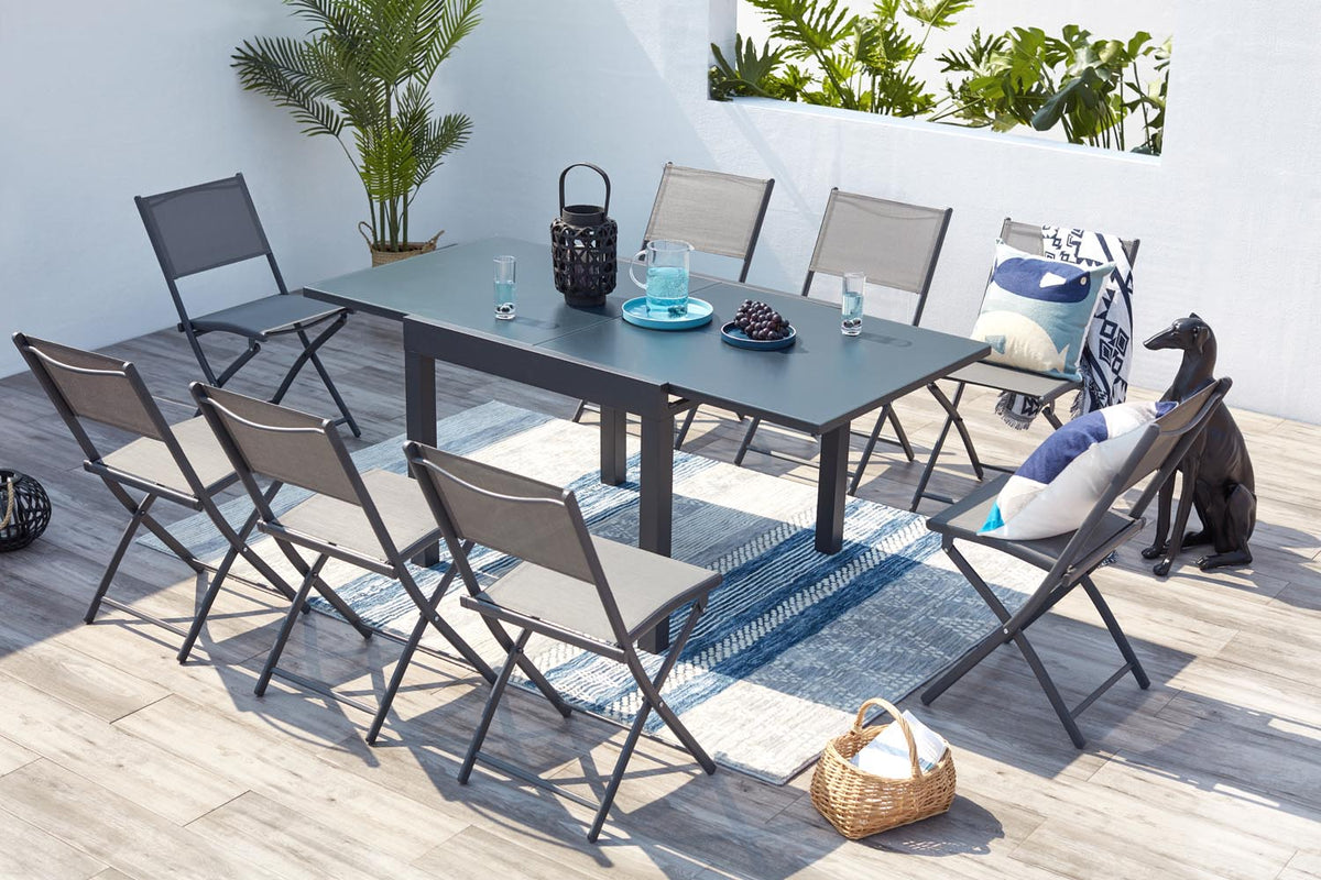 salon en aluminium Gris foncé de 8 places