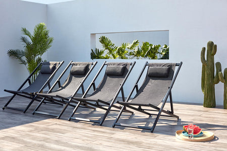 lot de 4 transats en aluminium Gris foncé Tevata