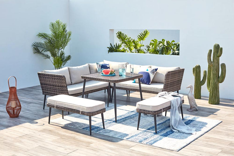salon de jardin en résine Marron et beige