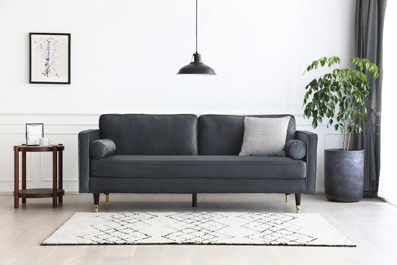 Canapé en velours Gris foncé de 3 places
