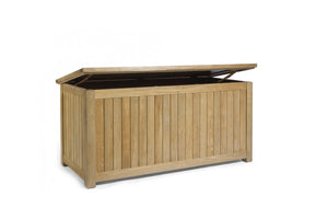 Coffre de rangement en teck pour jardin Kotak sur fond Blanc