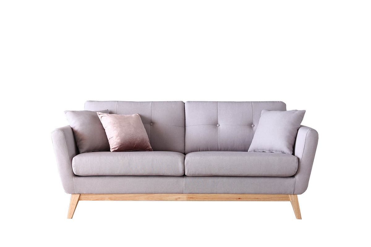 Canapé de style nordique et chic Hoga Gris clair sur fond Blanc