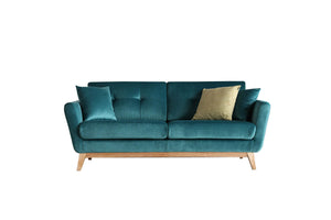 Canapé de style scandinave velours Hoga Vert sur fond Blanc