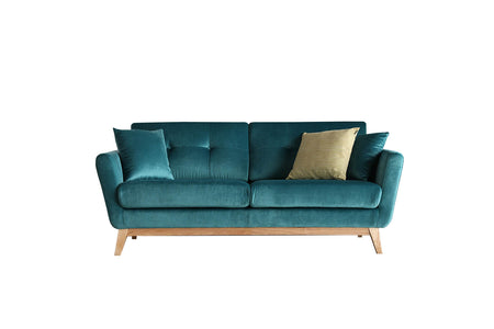 Canapé de style scandinave velours Hoga Vert sur fond Blanc