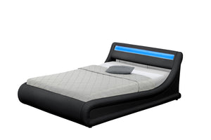 cadre de lit en simili avec coffre de rangement et LED intégrés 140 x 190 cm sur fond blanc Noir 
