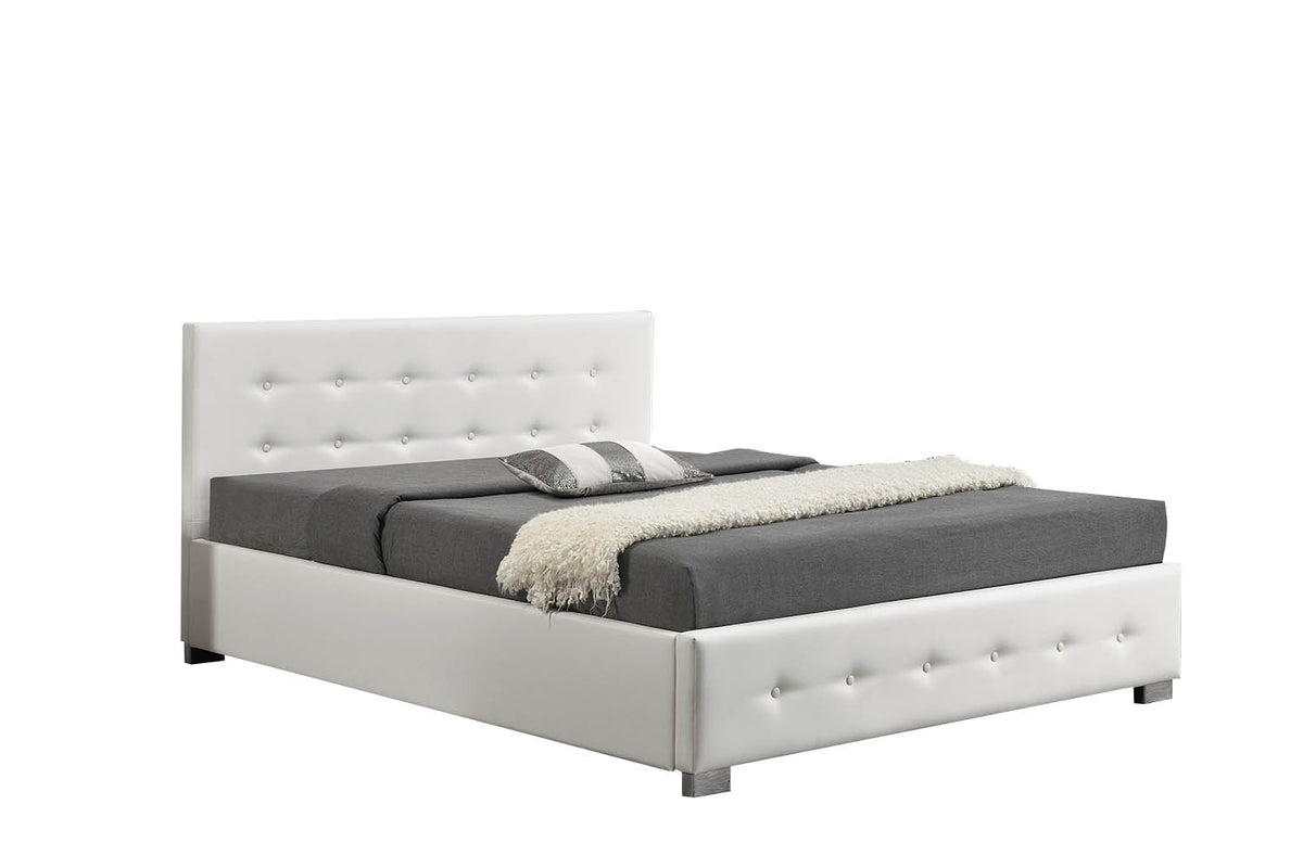 structure de lit design 140 x 190 cm Blanc avec coffre de rangement Newington