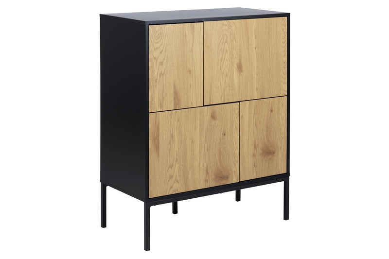 buffet industriel Noir et bois 4 placards Factory