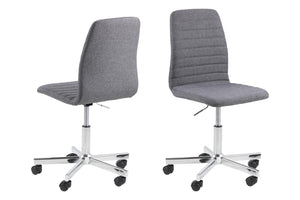 chaise de bureau gris effet chromé avec roues Ofika fond Blanc