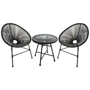 lot de 2 fauteuils rond + table basse gris foncé