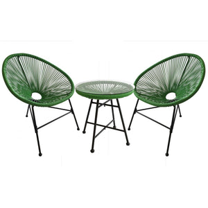 lot de 2 fauteuils rond + table basse Vert