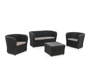 Salon de jardin de 4 places plastique recyclé gris anthracite Nova fond Blanc
