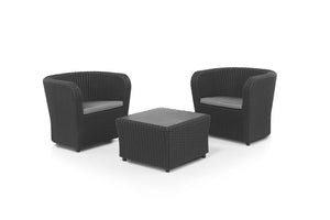 Salon de jardin de 2 places plastique recyclé gris anthracite Nova fond Blanc
