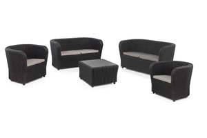 Salon de jardin de 6 places plastique recyclé gris anthracite Nova fond Blanc